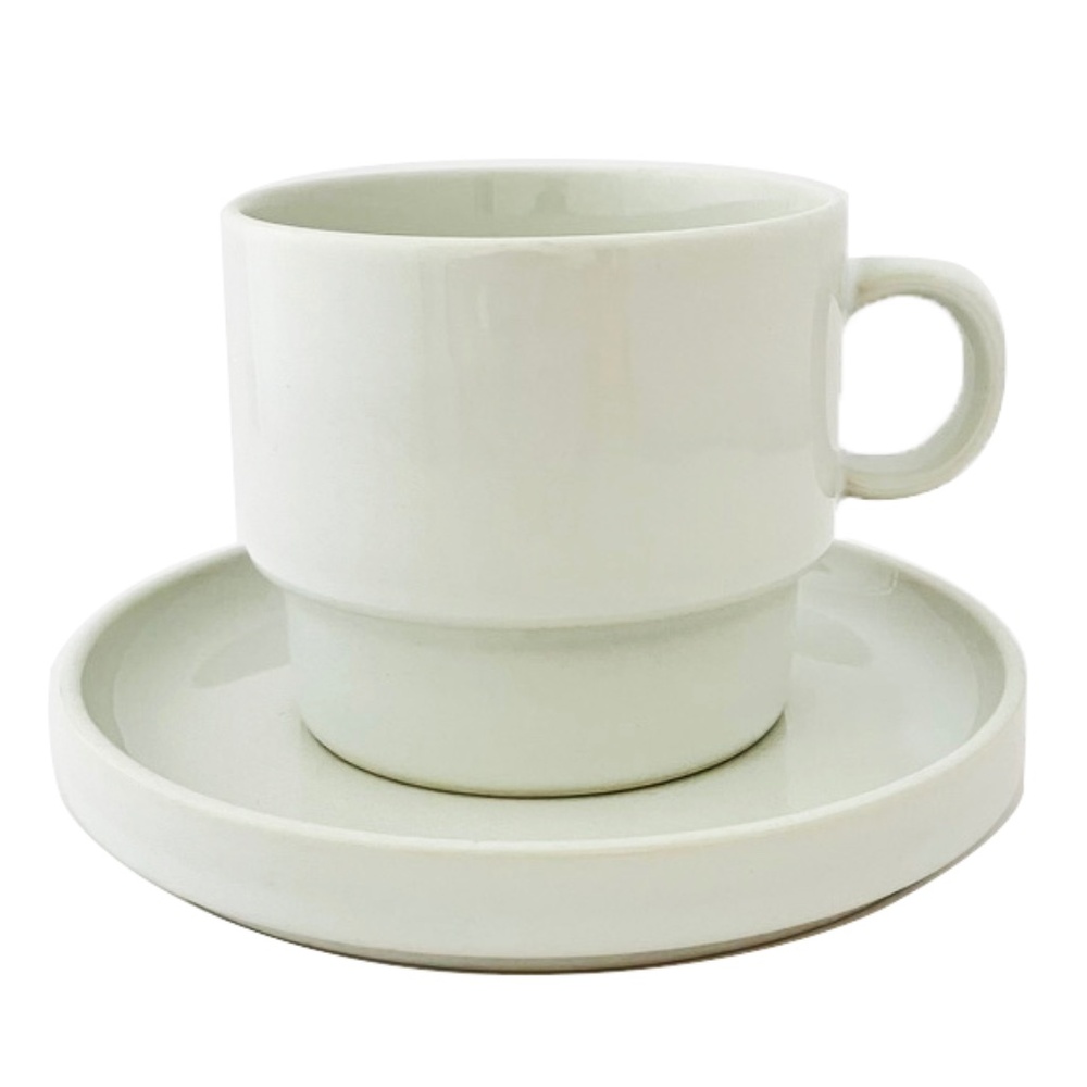 Flat Cup & Saucer Set Bauhaus White by TREND PACIFIC - RARE find